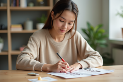 Jeune femme appliquant un vernis à ongles à la maison