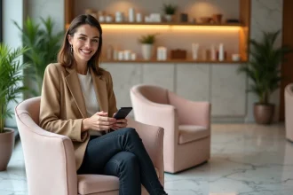 Femme élégante dans un salon de beauté parisien
