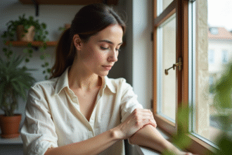Femme appliquant une creme naturelle sur une cicatrice
