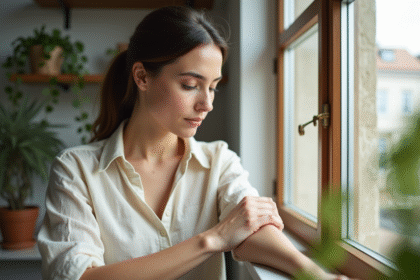 Femme appliquant une creme naturelle sur une cicatrice