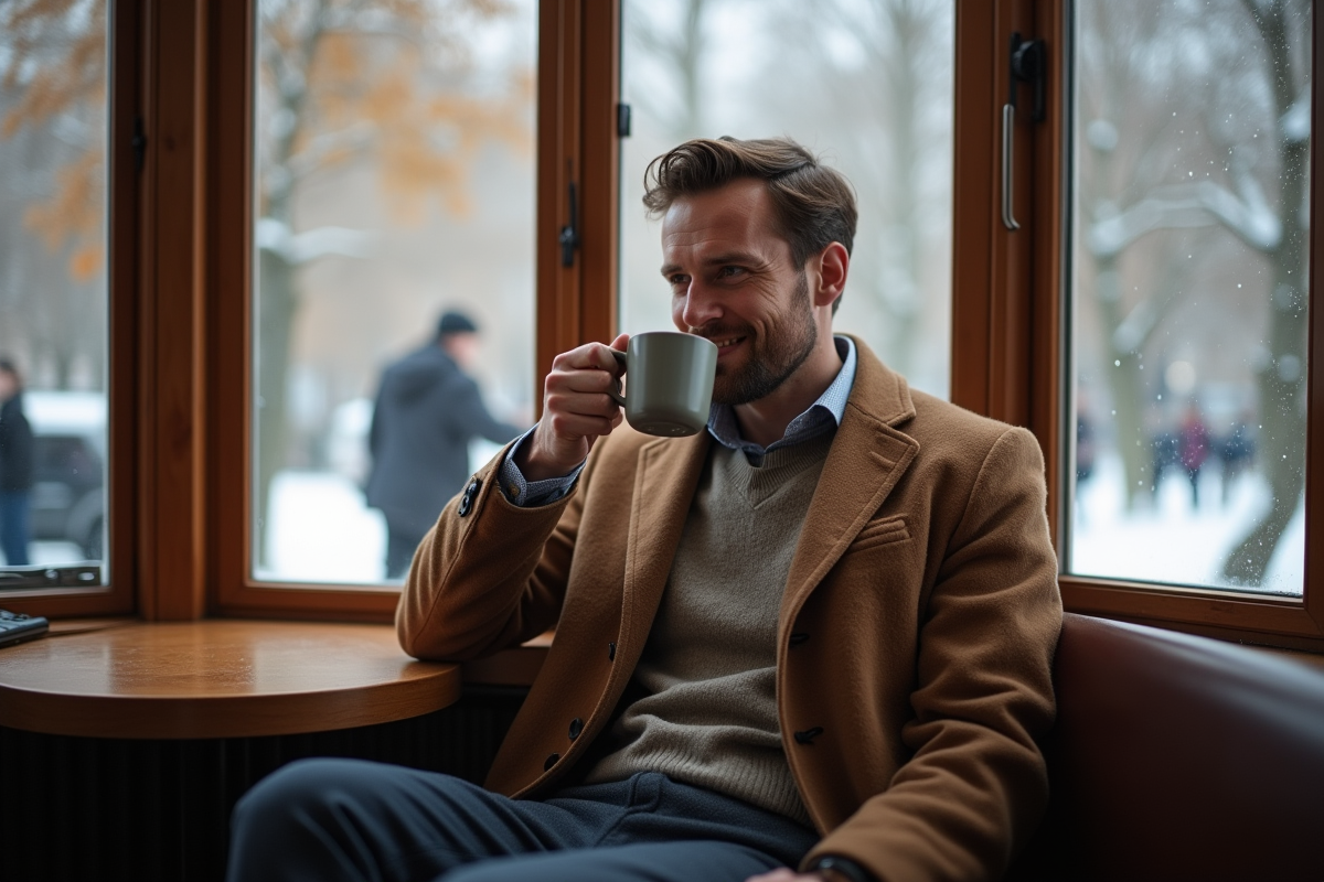 Homme dans un café d